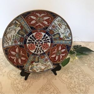 Vintage Gold Imari Japanese Porcelain Decorative Hand Painted Plate With Stand